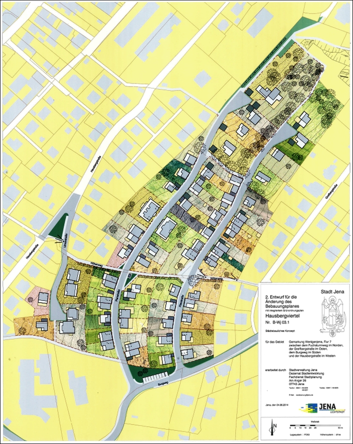 Aktueller Entwurf zur Aenderung des Bebauungsplans Hausbergviertel © Stadt Jena 2014