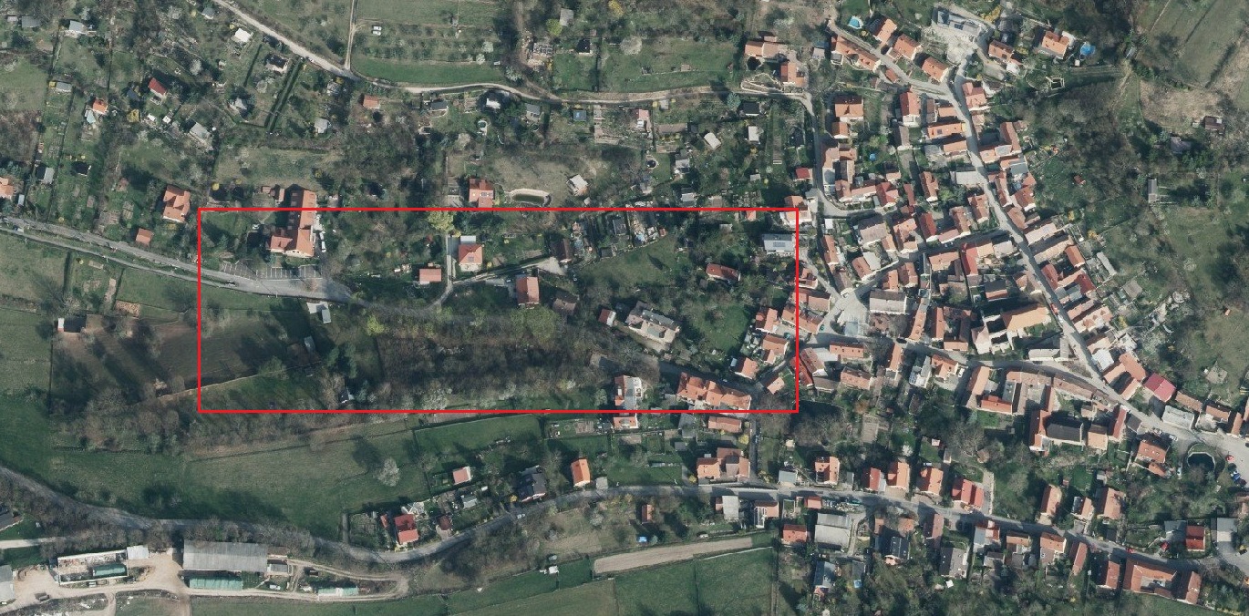 Luftbild der Ziegenhainer Straße mit roter Markierung, die anzeigt wo die Baumaßnahme in etwa liegt.