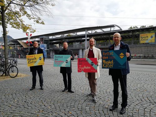Bürgermeister Christian Gerlitz, OB Dr. Thomas Nitzsche, Werkleiter JenaKultur Jonas Zipf, Geschäftsführer JenaWirtschaft Wilfried Röpke (v.l.n.r.)