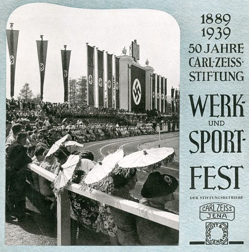 Aufmacher der Zeiss-Werkszeitung vom Dezember 1939 mit einem Rückblick auf das Werk- und Sportfest der Jenaer Stiftungsbetriebe vom 26. August 1939