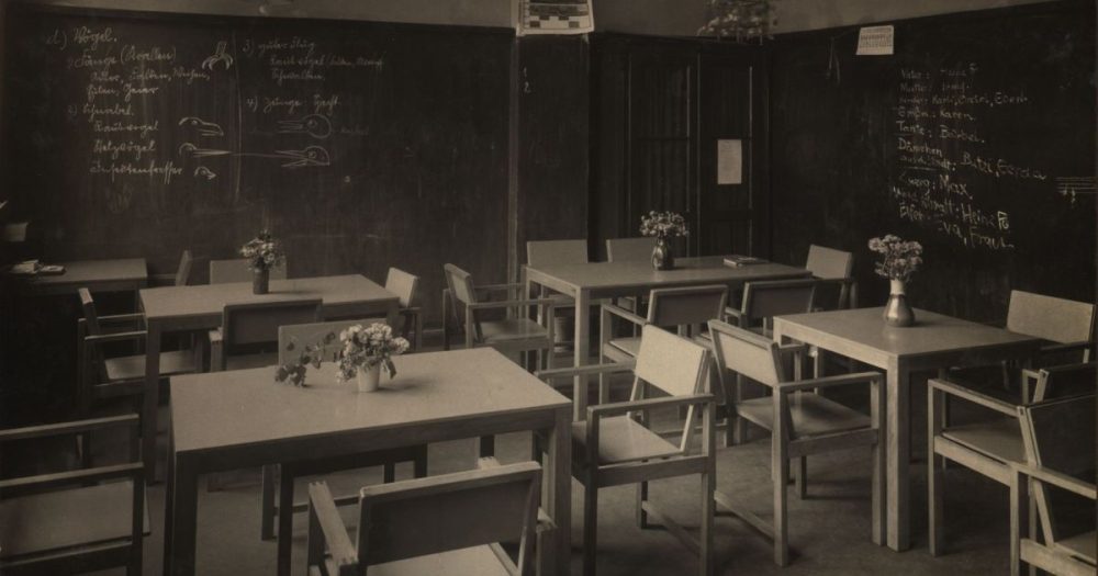 Historisches Foto eines Klassenzimmers in einer Jenaer Schule