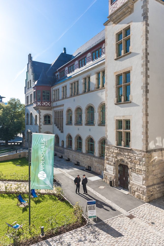 Volkshaus Jena, Turmgebäude, von außen