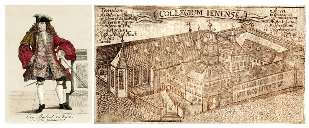 Collage Kupferstich Collegium Jenense und Student