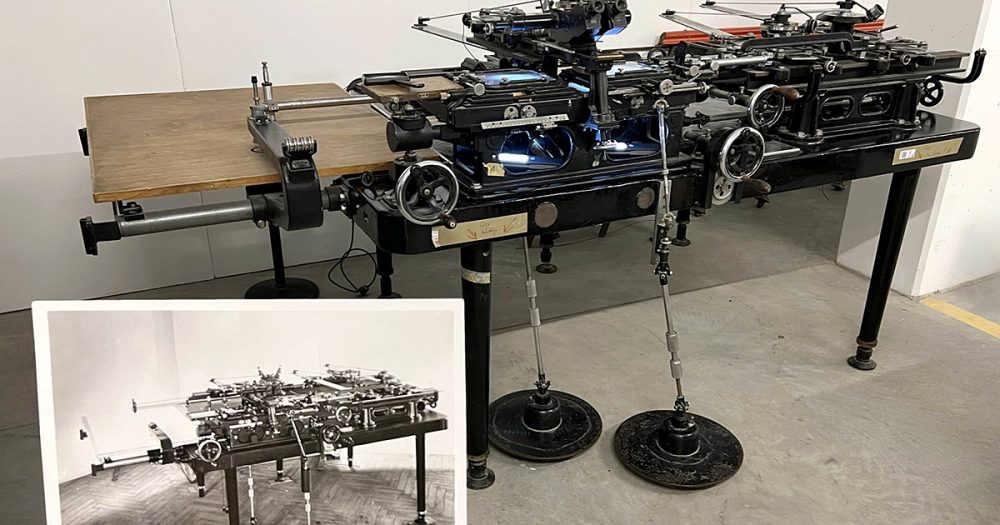 Bild des Stereoautograph mit viel kleinteiliger Mechanik
