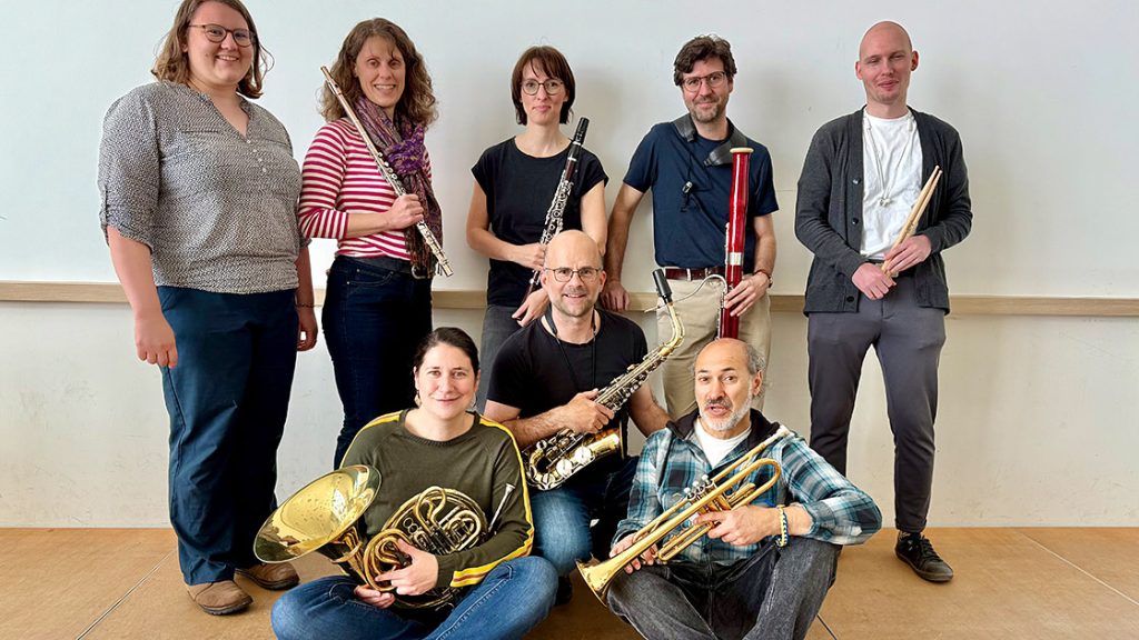 Gruppenbild den Instrumentallehrer:innen der Bläserklassen