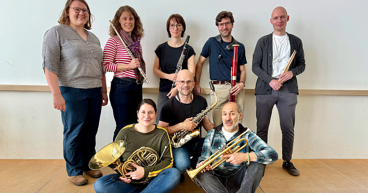 Gruppenbild den Instrumentallehrer:innen der Bläserklassen