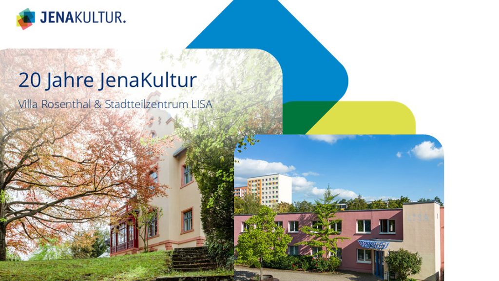 Außenansicht Villa Rosenthal & Stadtteilzentrum LISA im JenaKultur-CD-Geflecht