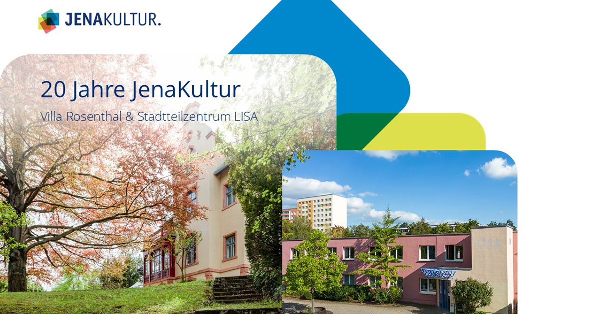 Außenansicht Villa Rosenthal & Stadtteilzentrum LISA im JenaKultur-CD-Geflecht