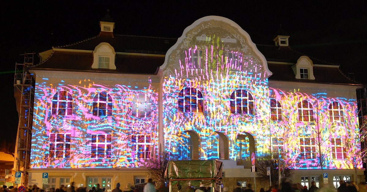 Robert Seidel, 2008, Lichtprojektion am Phyletischen Museum Jena im Rahmen von "Jena leuchtet"
