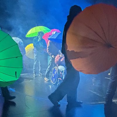 Blick auf die Probebühne im Theaterhaus Jena zur Aufführung des Inklusionsprojektes