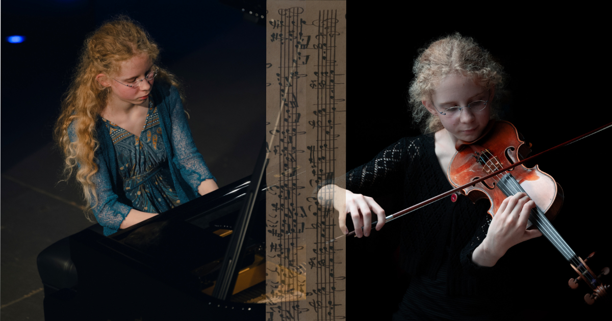Bildcollage von Elsa-Johanna Staemmler am Klavier und an der Geige