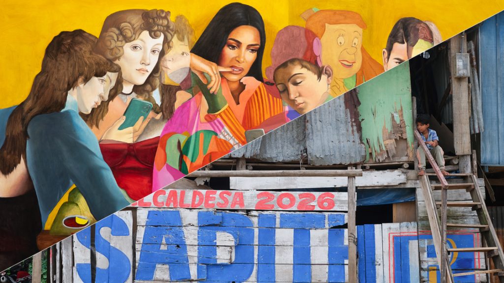 Collage aus Kunstwerk von Zohar Fraimann (Girl You Can't Post That) & Frank Gaudlitz Fotografie (Iquitos, Peru)