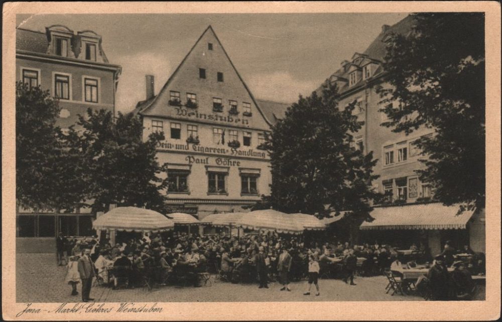 beige Postkarte „Göhres Weinstuben“ 1929