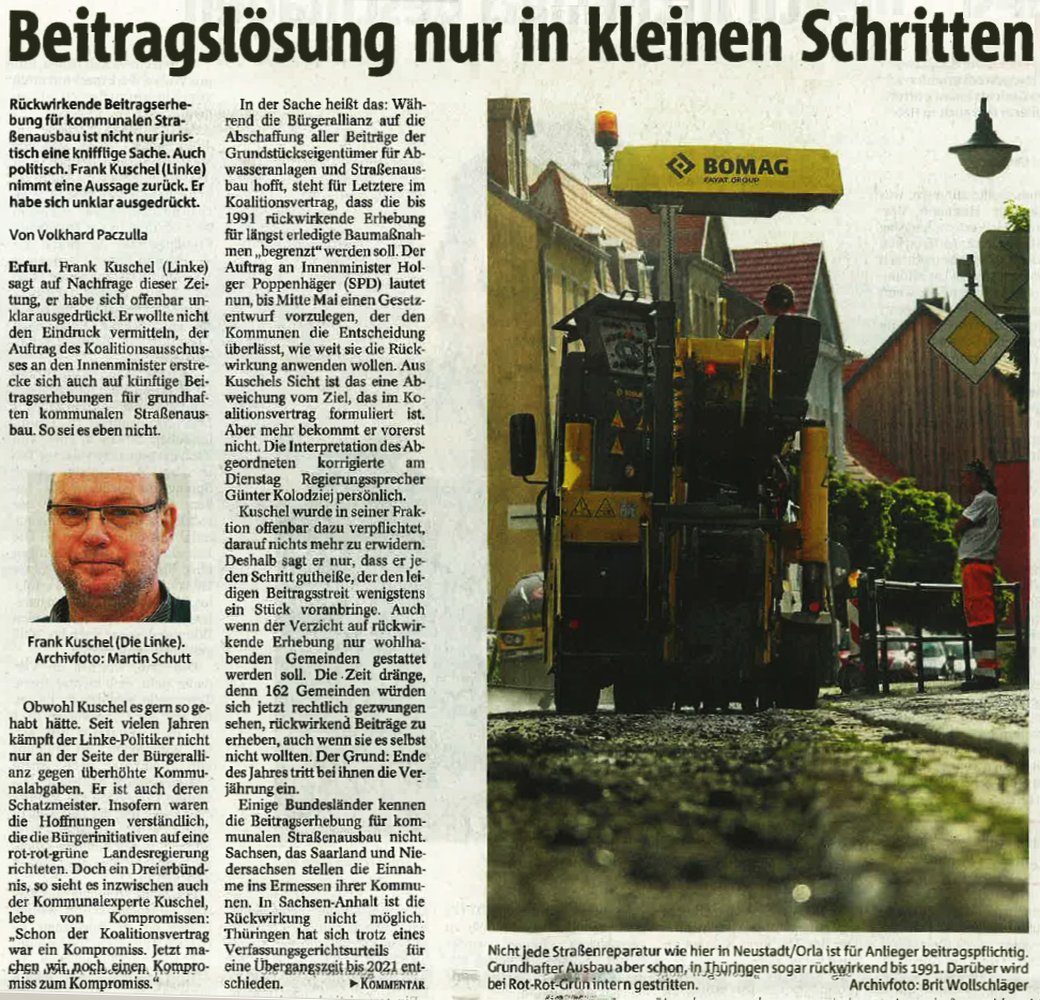 Artikel - Beitragslösung nur in kleinen Schritenl - Abbildung © Mediengruppe Thüringen - Veröffentlichung mit freundlicher Genehmigung