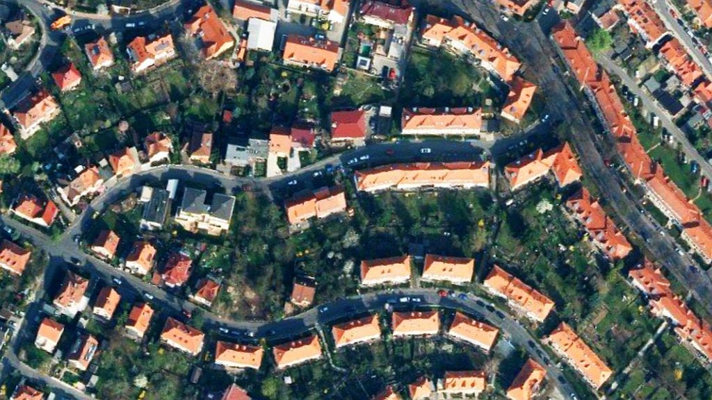 Luftbild des Heimstättenviertels in Jena.