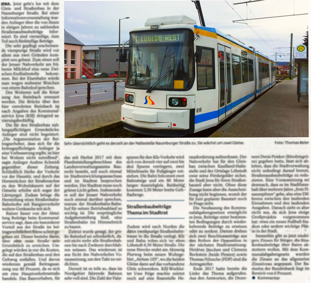 TLZ Artikel zur Naumburger Straße vom 12.01.2018 der Mediengruppe Thüringen
